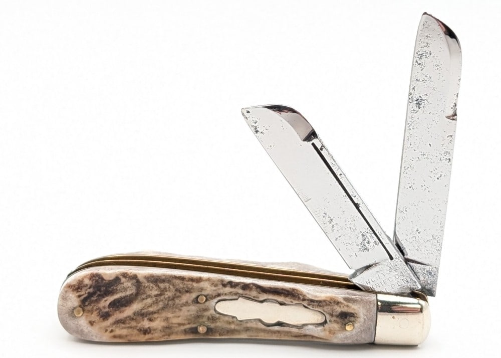 New York Knife Co. Rehandled Stag Long Pull Sheepsfoot Jack Knife (1 of 3)