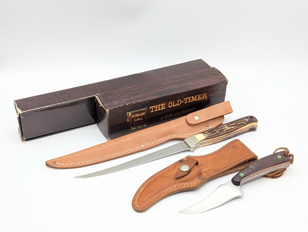 Schrade Old Timer Skinner & Fillet Knife w/ Sheaths & Boxes (1 of 15)