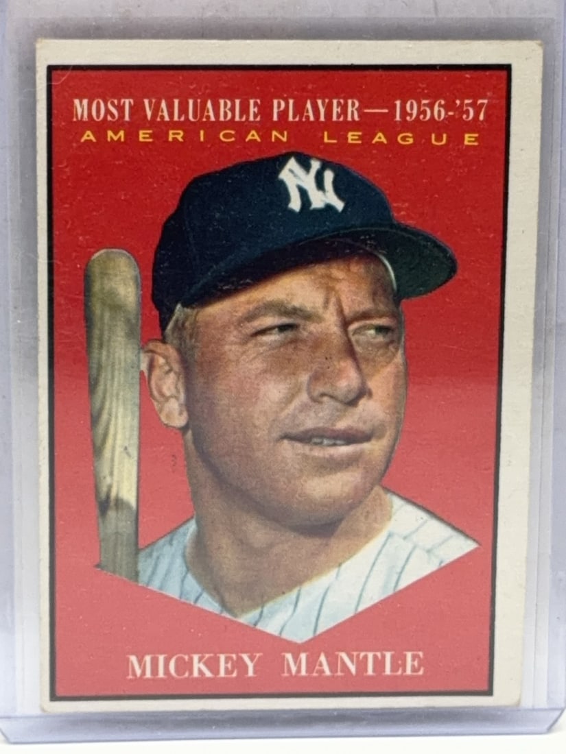 Mickey Mantle 1961 Topps MVP Baseball Trading Card: Mickey Mantle 1961 Topps MVP Baseball Trading Card