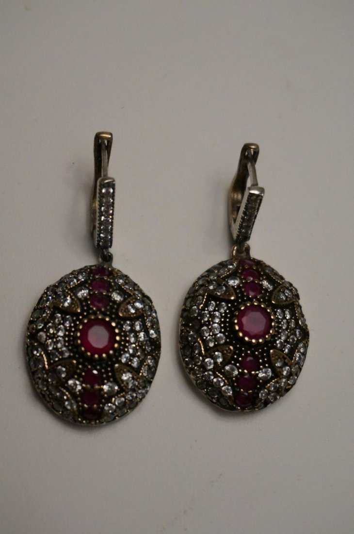 Sterling Silver Genuine Ruby Estate Earrings, 14.5: Sterling Silver Genuine Ruby Estate Earrings, 14.5 grams