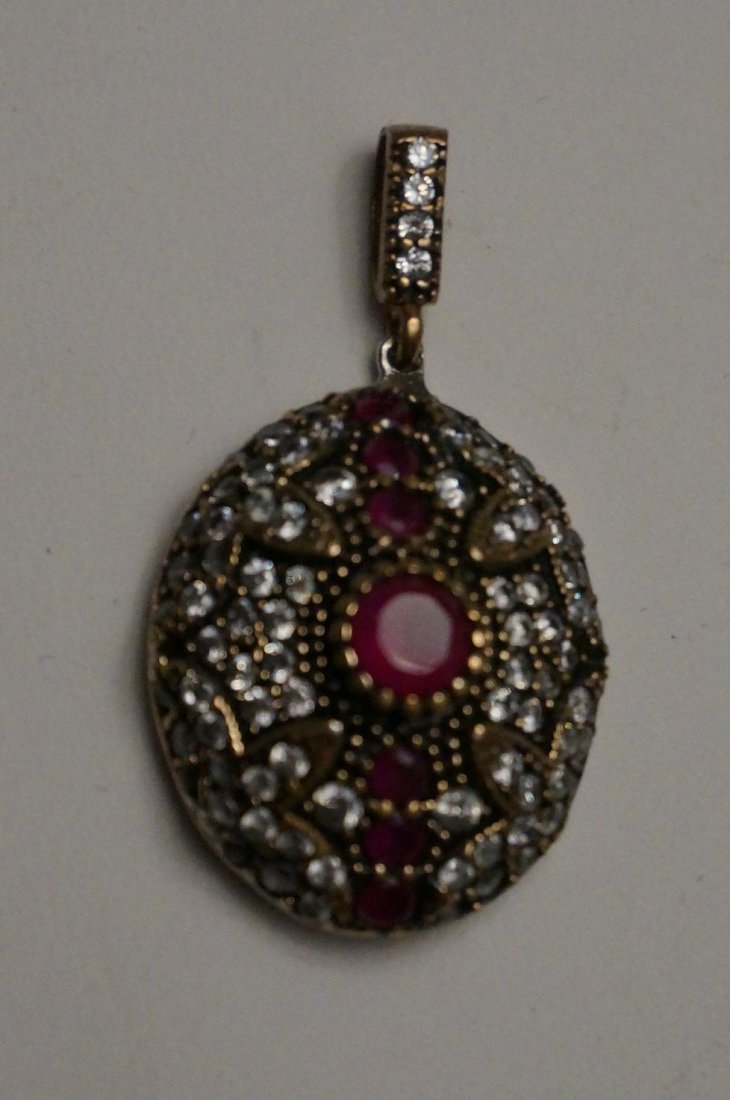 Sterling Silver Genuine Ruby Estate Pendant, 6.5 grams: Sterling Silver Genuine Ruby Estate Pendant, 6.5 grams