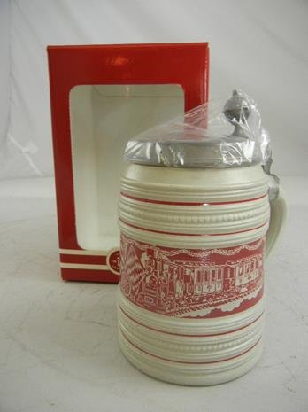 LGB Sammel-Krug Lidded German Beer Stein with Train: LGB Sammel-Krug Lidded German Beer Stein with Train Graphics #8020 MIB