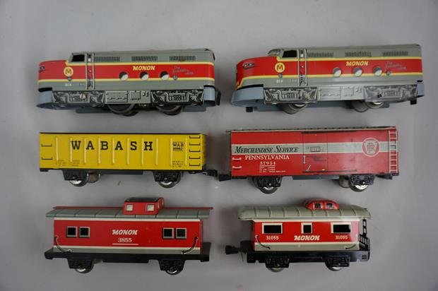 Vintage Marx Lines Monon 6Pc Tin Litho Train Set: Vintage Marx Lines Monon 6Pc Tin Litho Train Set