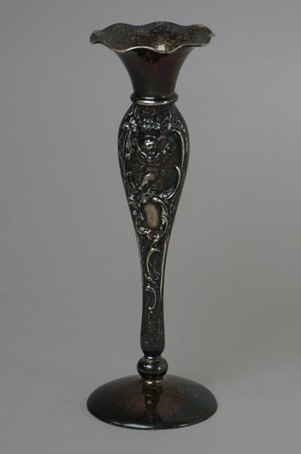 Antique Mauser Sterling Silver Cherub Bud Vase 6" Tall: Antique Mauser Sterling Silver Cherub Bud Vase 6" Tall 1.47 Troy Ounce