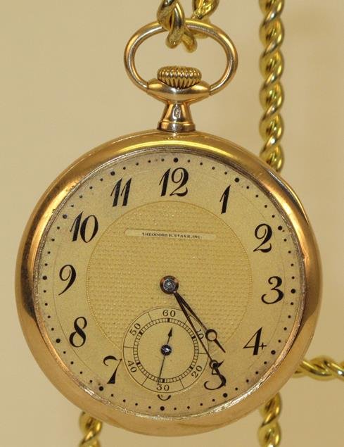 Longines 14K Gold Mens Pocket Watch T. Starr: Longines 14K Gold Mens Pocket Watch T. Starr: Longines 14K Gold Men's 17 Jewel Pocket Watch for the retailers Theodore Starr. Missing glass. Watch winds, ticks and keeps good time.