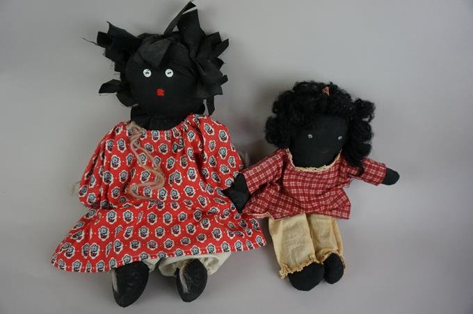 Lot of Two Vintage Black Americana Rag Dolls 14" & 11": Lot of Two Vintage Black Americana Rag Dolls 14" & 11"