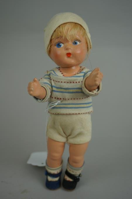 Vintage 8" Vogue Composition Muffy Doll With Original: Vintage 8" Vogue Composition Muffy Doll With Original Clothes & Tag With Box Lid