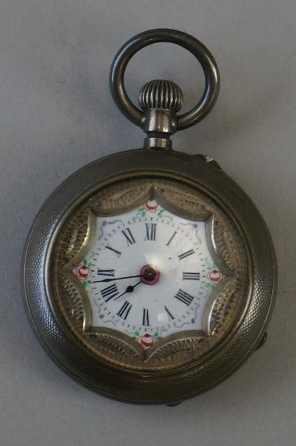 Antique Fancy Face Ladies Silver Case Pocket Watch: Antique Fancy Face Ladies Silver Case Pocket Watch European