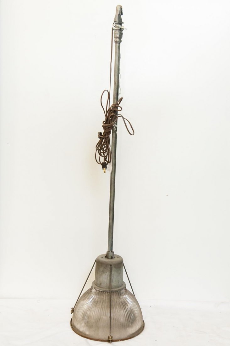 American Holophane Light Fixture: Glass & Steel, Dimensions: 53" x 12-1/2" x 12-1/2"