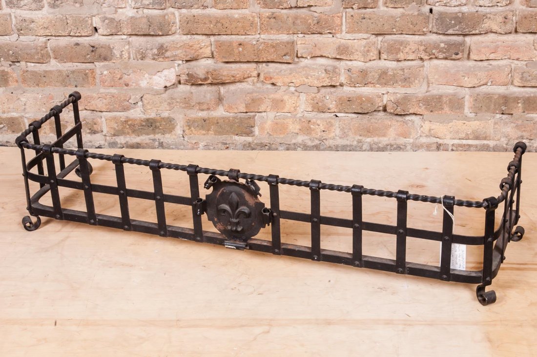 Argentina Wrought Iron Fireplace Fender: From Estate of Jose Thenee, Dimensions: 31" x 42" x 16"