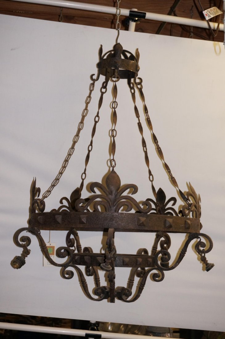 Argentine Wrought Iron Chandelier: Estate of Jose Thenee, Dimensions: 37" Tall 31" Across