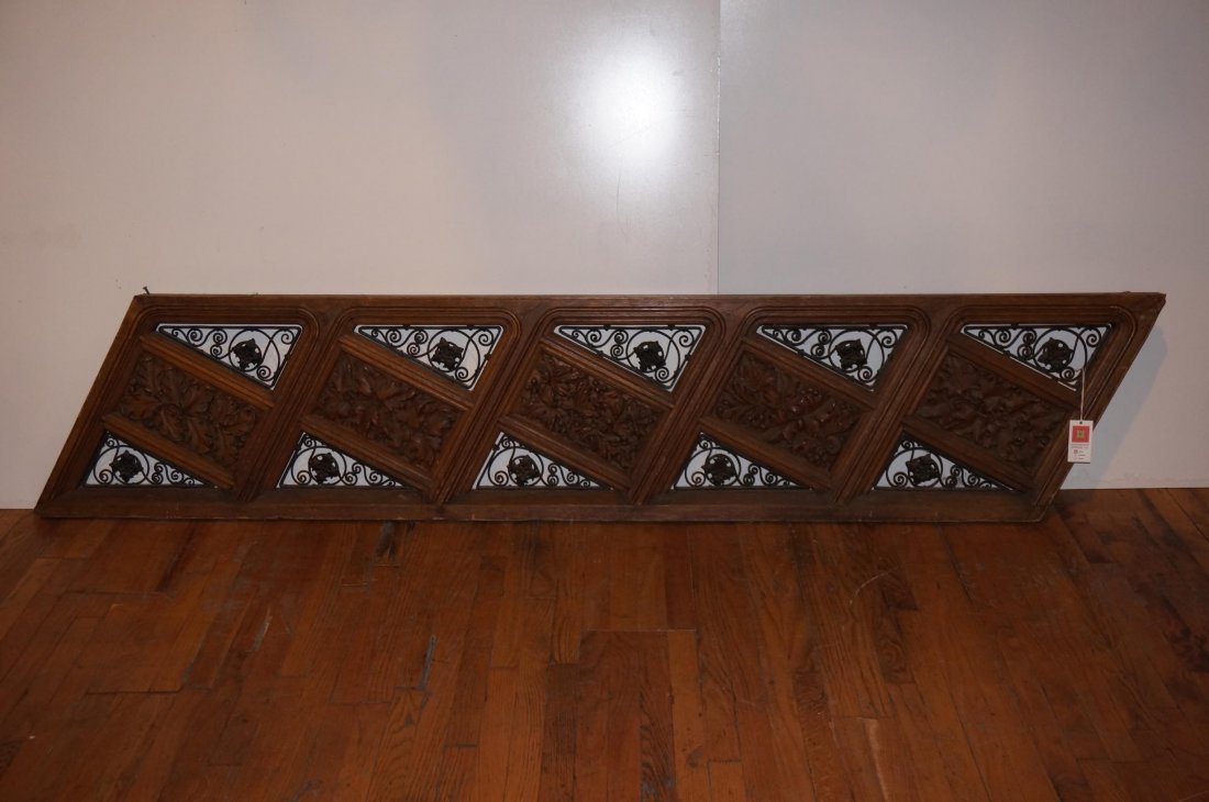 American Wood & Iron Stair Rail: From Potter Palmer Mansion Chicago, Dimensions: 20" x 96" 2-1/2"