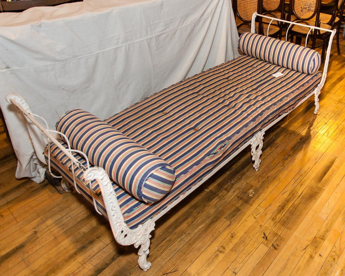French Wrought Iron Day Bed: Cast Iron, Dimensions: 28" x 30" x 78"