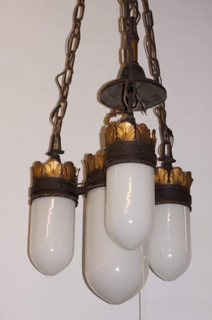 American Light Fixture: Four Globe, Dimensions: 52" Tall 14" Across