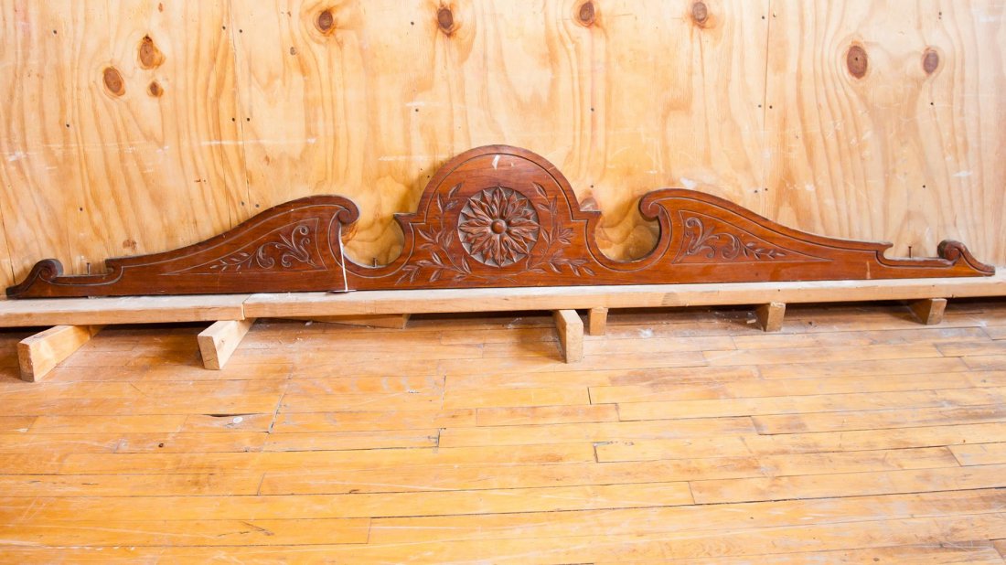 French Heavy Carved Pediment: Good Carving, Dimensions: 13"x94"x1-1/2"
