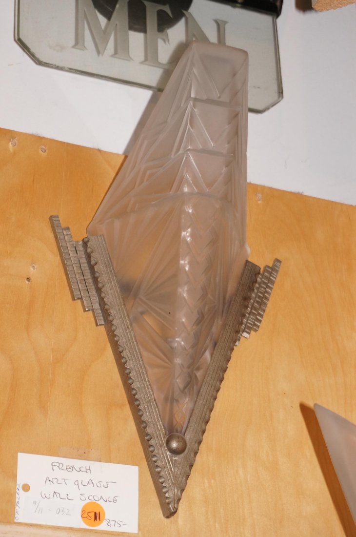 French Art Glass Wall Sconce: Slip Shade, Dimensions: 14" x 6"