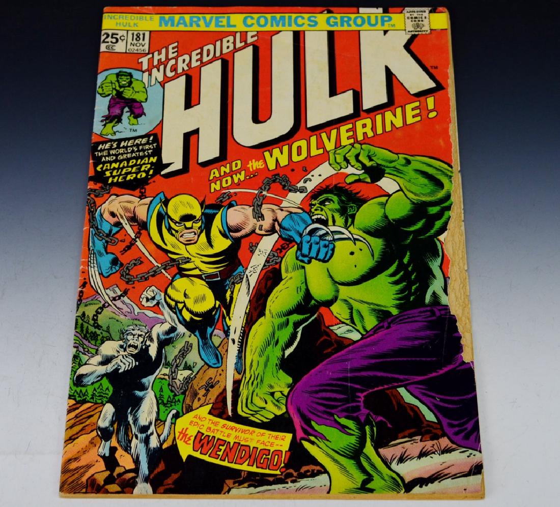 Hulk #181 - 1st Appearance of Wolverine: Hulk #181, the first full appearance of Wolverine. Obvious key issue. Herb Trimpe cover art. Loss to right side, please see photos, does NOT interfere with story line.