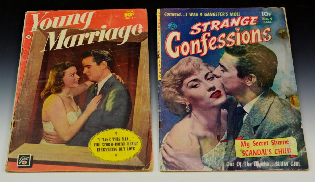 Young Marriage #1 and Strange Confessions #4: Includes Young Marriage #1, 1950 Powell art and Strange Confessions #4, listed as scarce 1952