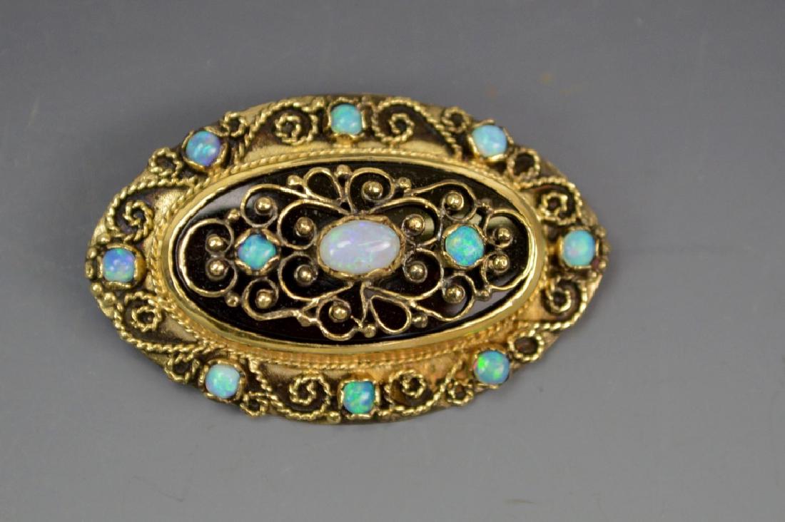 18K Solid Gold & Onyx Victorian Style Brooch (1 of 3)