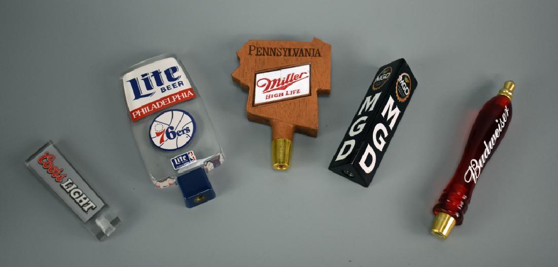 Vintage Beer Tap Handles: Including: (5) Beer Taps: Miller Genuine Draft, Budweiser, Miller High Life, Coors Light and Light Beer Philadelphia 76ers