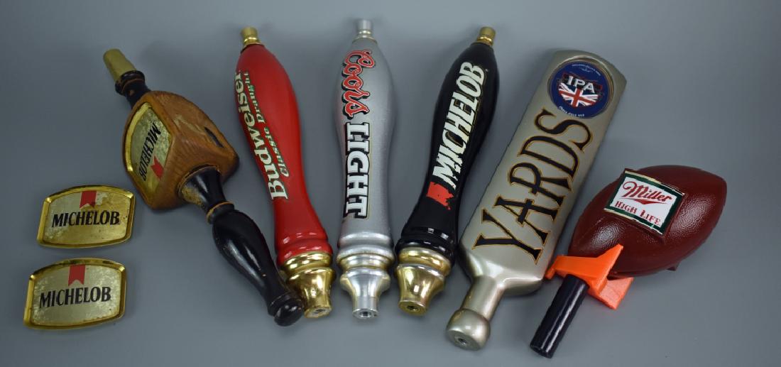 Vintage Beer Tap Handles: Including: (5) Beer Taps: Yards IPA, Coors Light, Budweiser Classic Draught, Miller High Life, (1of 2)Michelob, (2 of 2)Michelob Tap has wear and 2pieces have fallen off but can be glued back on.