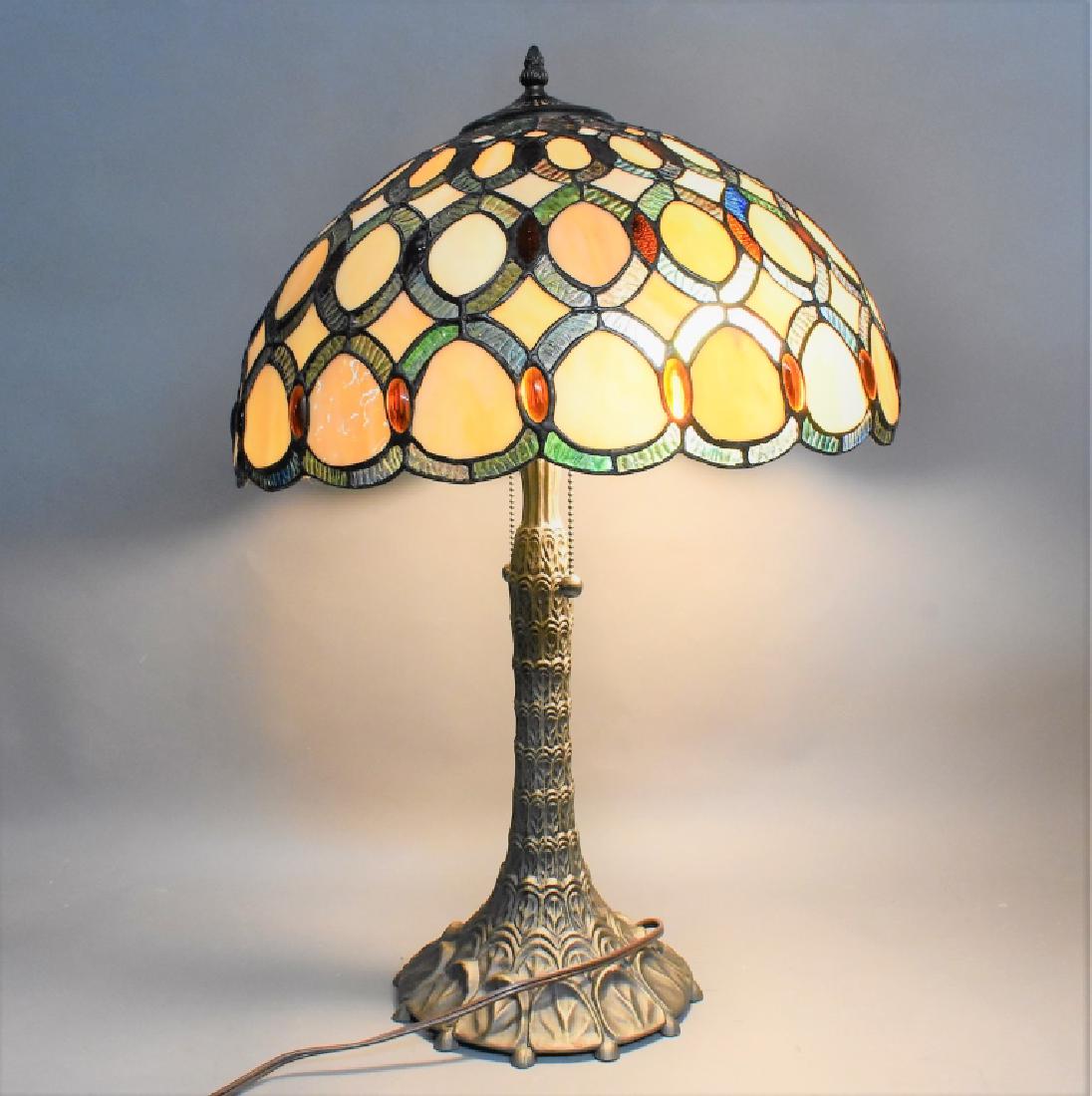 Tiffany Style Stained Glass Lamp: Included: (1) beautiful lead glass lamp with approximately 396 pieces of stained glass, measuring: 15.25" x 24.5", weighing: 10.34Ibs