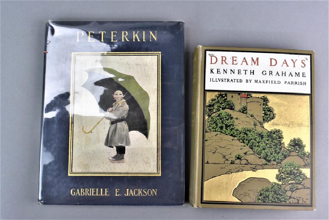 Maxfield Parrish Illustration Grouping: Grouping includes (2) books: Dream Day by Kenneth Graeme, Publishing: London and New York: John Lane, The Bodley Head, 1902 First Edition with illustrated endpapers, top edges gilt, others untrimmed F
