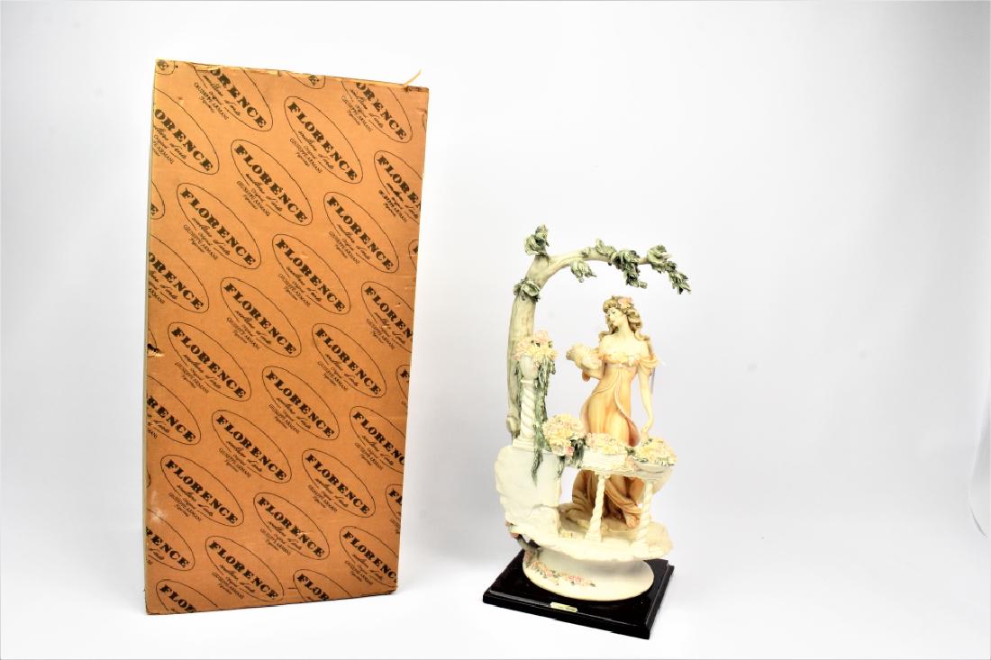 /Guiseppe Armani #696P Retired: A Retired Guiseppe Armani Open Edition #696P "Florist" signed figurine. Measures approx. 18.5"h by 9.5"w. Comes with original box.