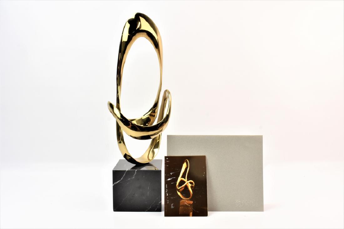 Bennett Modernist Bronze Sculpture: An original piece of Bennett Sculpture on marble base, bearing the name "Changes." Limited Edition, #72/150, weighing approx. 9lbs. Comes with COA with artist Tom Bennett signature. Measures approx. 1