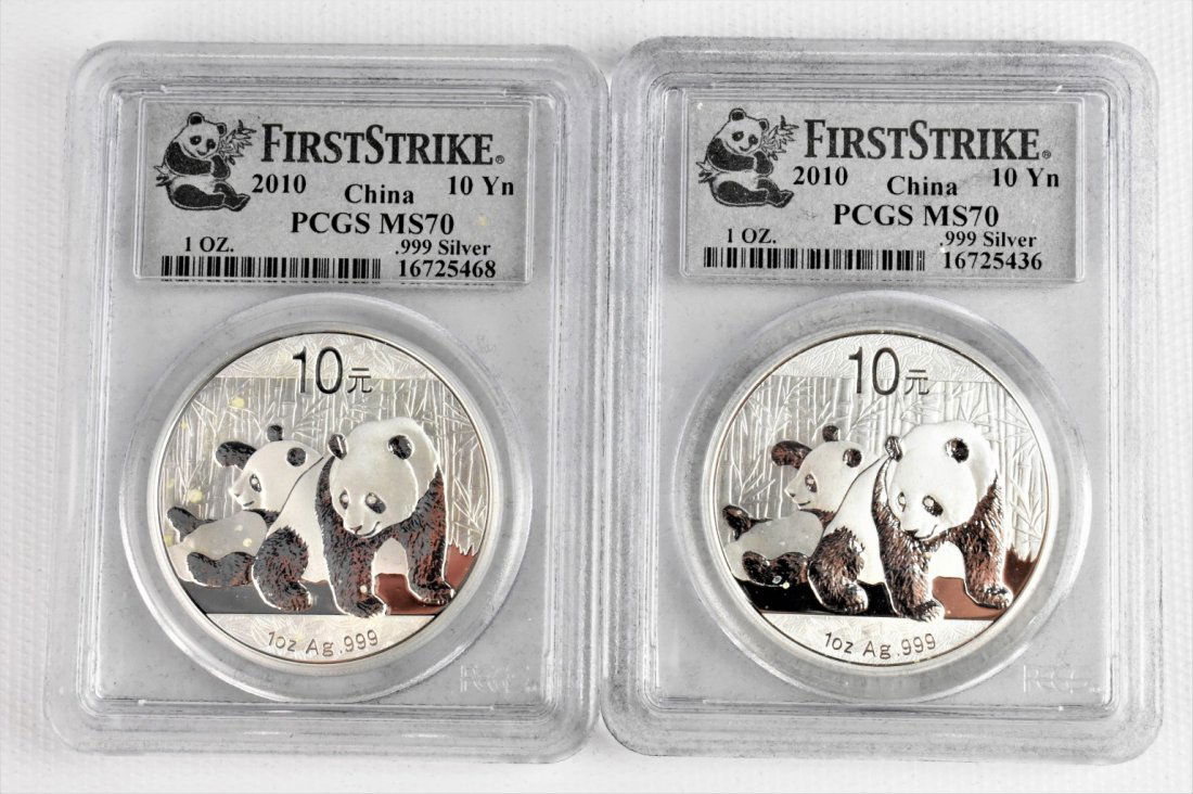 2010 Panda Ten Dollar Coin, Set of Two: First Strike .999 Silver
