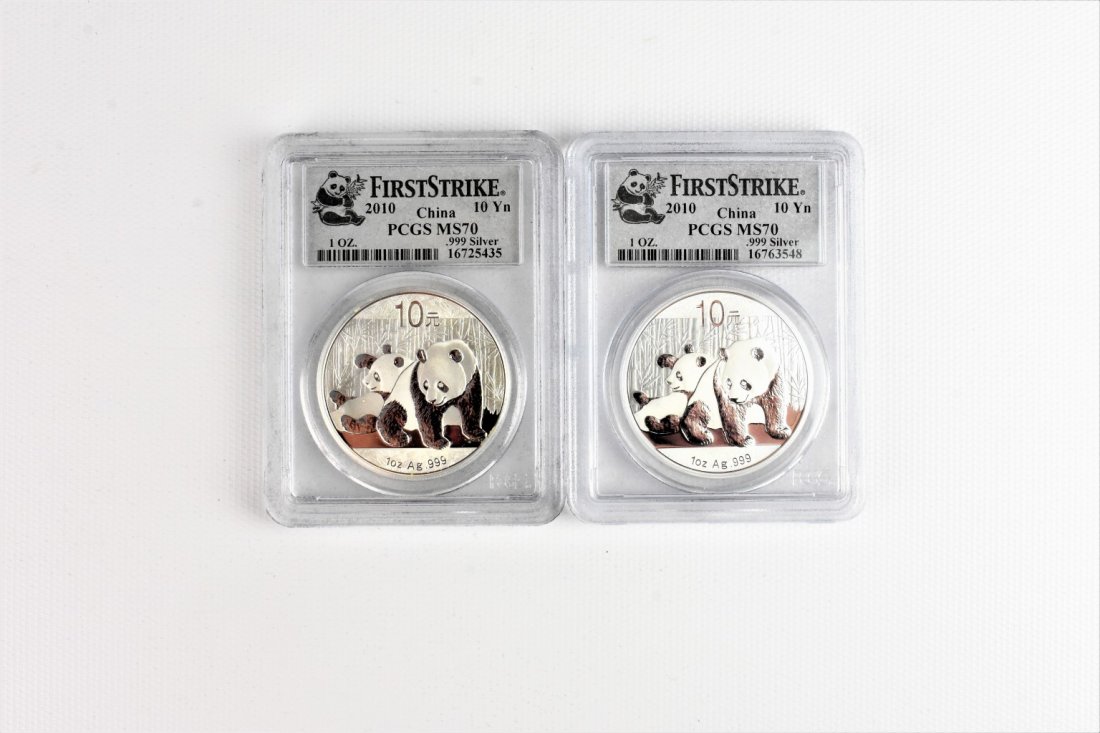 2010 Panda Ten Dollar Coin, Set of Two: First Strike .999 Silver