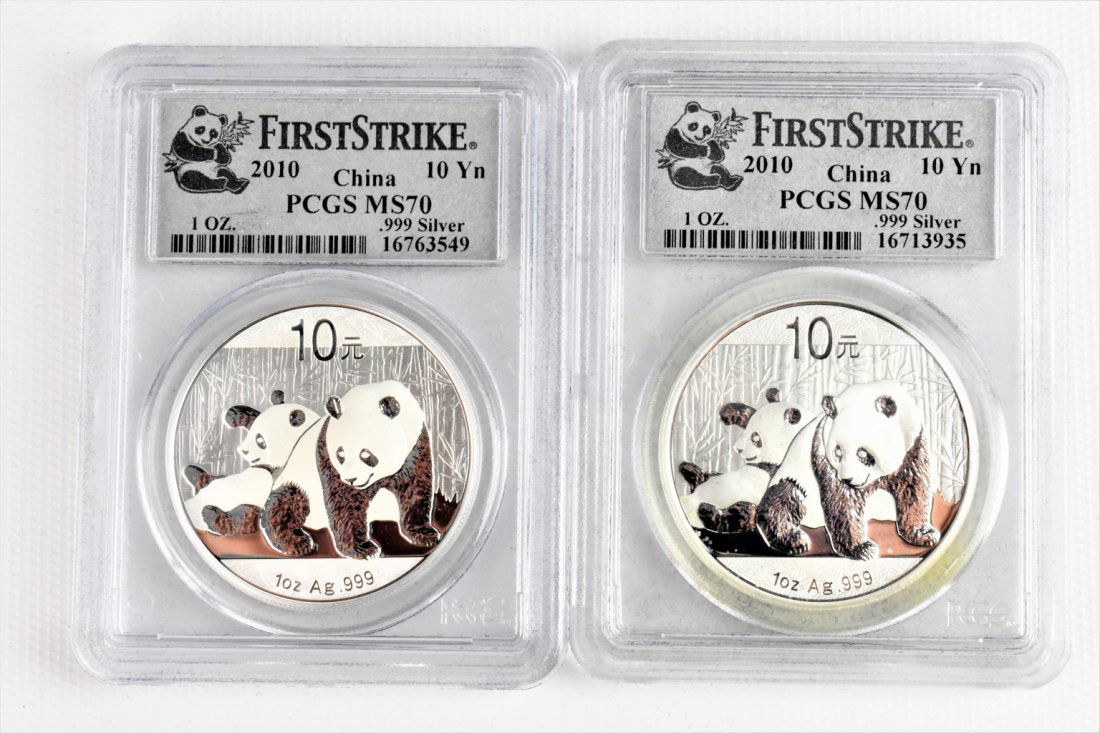 2010 Panda Ten Dollar Coin, Set of Two: First Strike .999 Silver