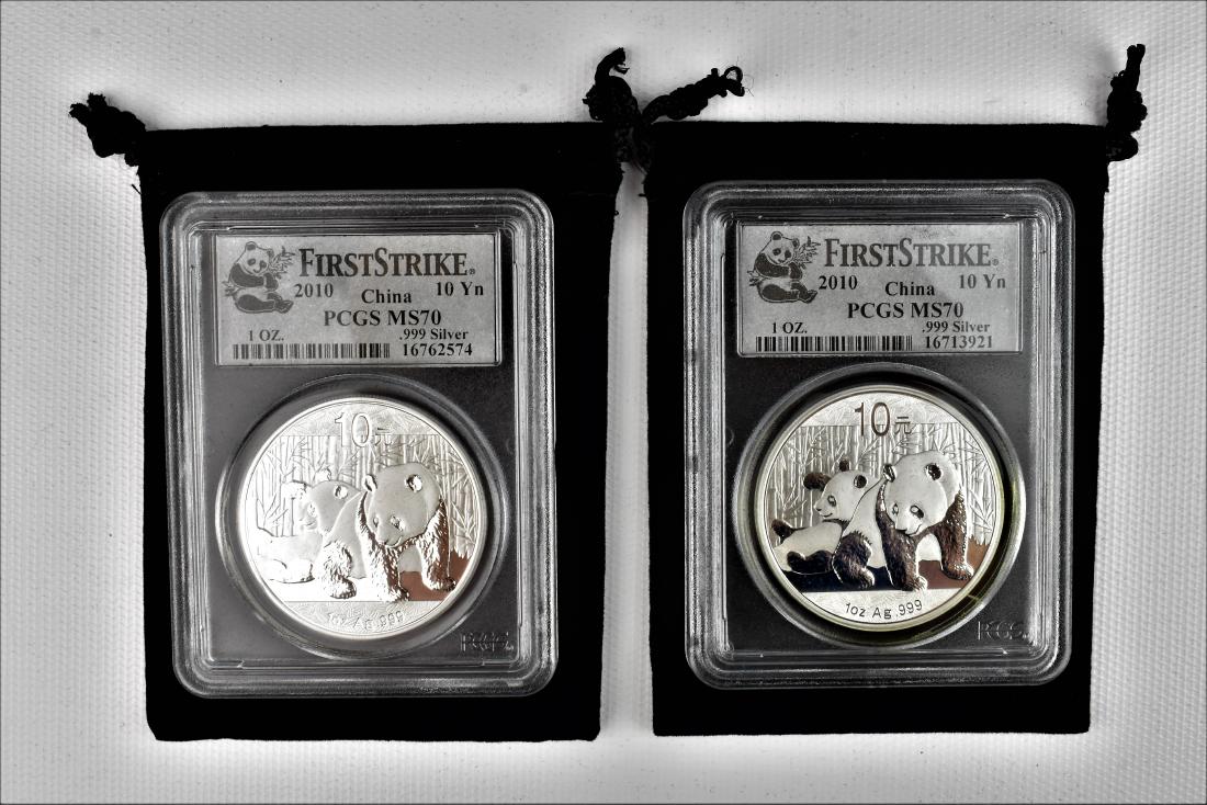 2010 Panda Ten Dollar Coin, Set of Two: First Strike .999 Silver