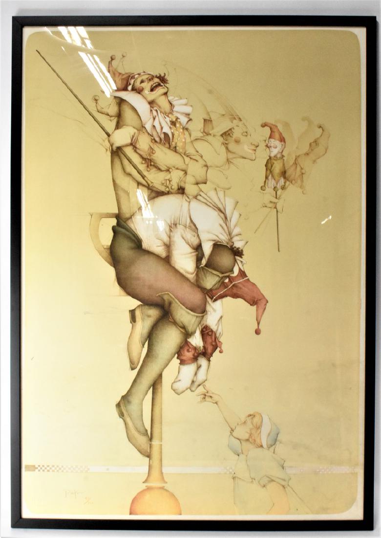 Michael Parkes 'Petrouchka' 1987 Lithograph: A Michael Parkes 'Petrouchka' 1987 Pencil Signed Parkes Limited Edition Lithograph #43/250, double embossed stamped, Steltman Editions, Amsterdam. Measures approx. 27.5"l by 39.5"h without frame.