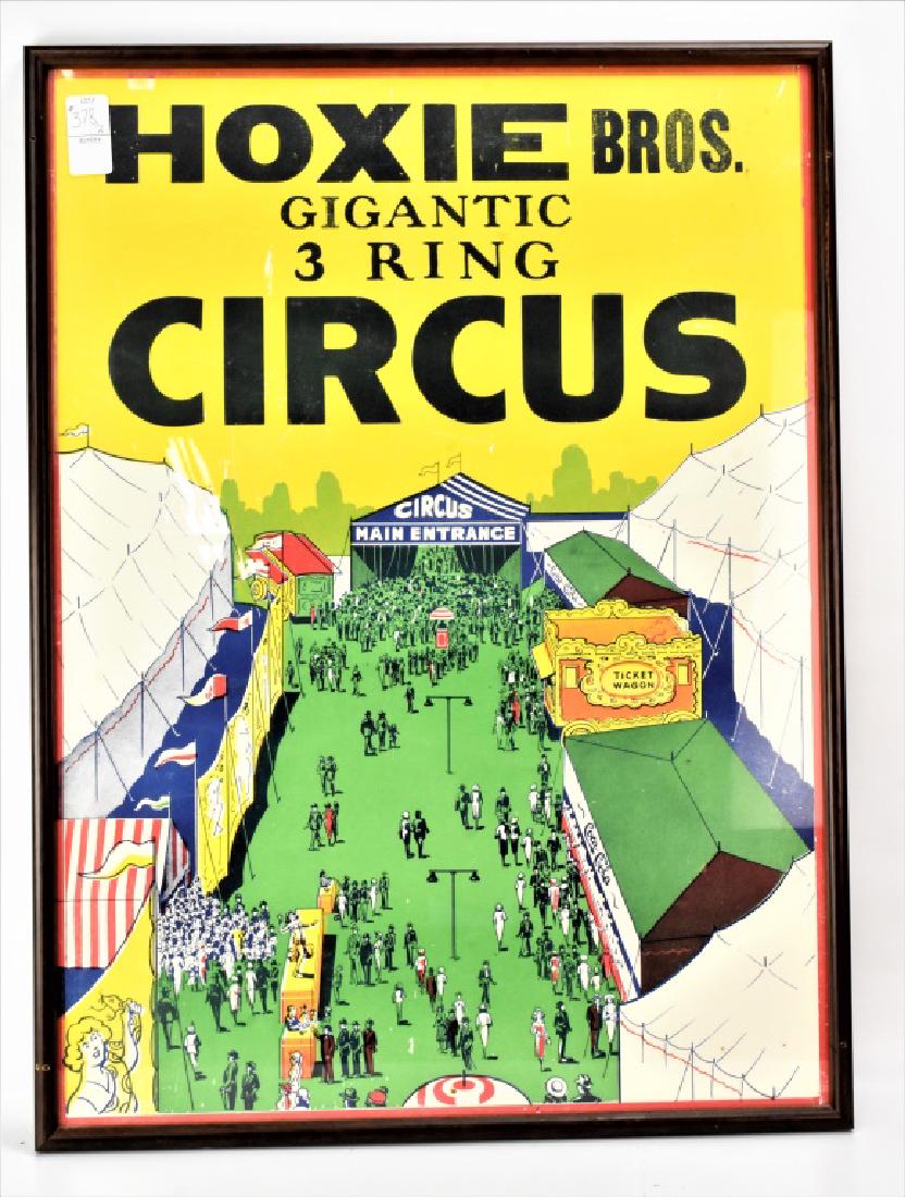 Lot of Circus & Theater Posters: Lot of Circus Posters (2); One Hoxie Bros. Gigantic 3 Ring Circus Poster measuring 21in x 28in, and One Capitol Theater Frankfurt poster featuring Jimmy Durante, measuring 24in x 30in.