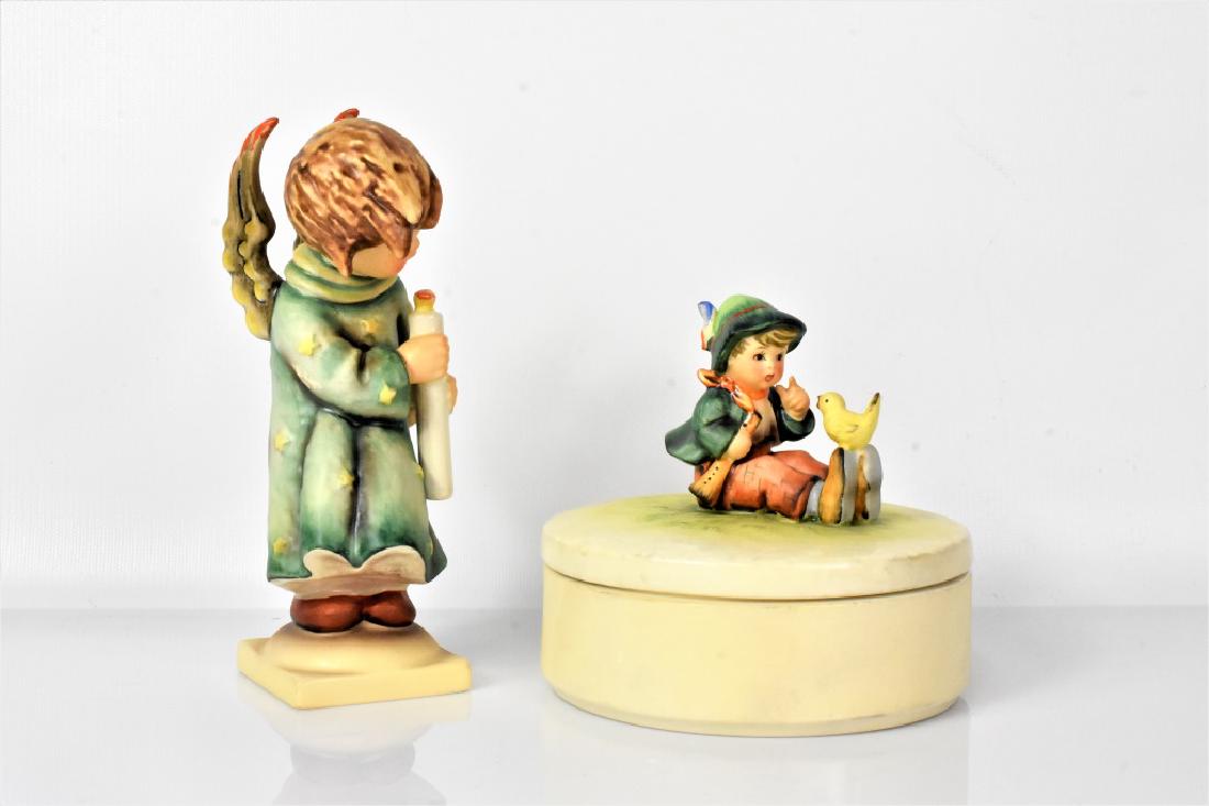 Hummel & Goebel Figurines Grouping: Grouping includes (2) Goebel Hummels, including "Singing Lesson" Trinket Box and "Heavenly Angel" #21/I. "Heavenly Angel" Hummel measures approx. approx. 7"h