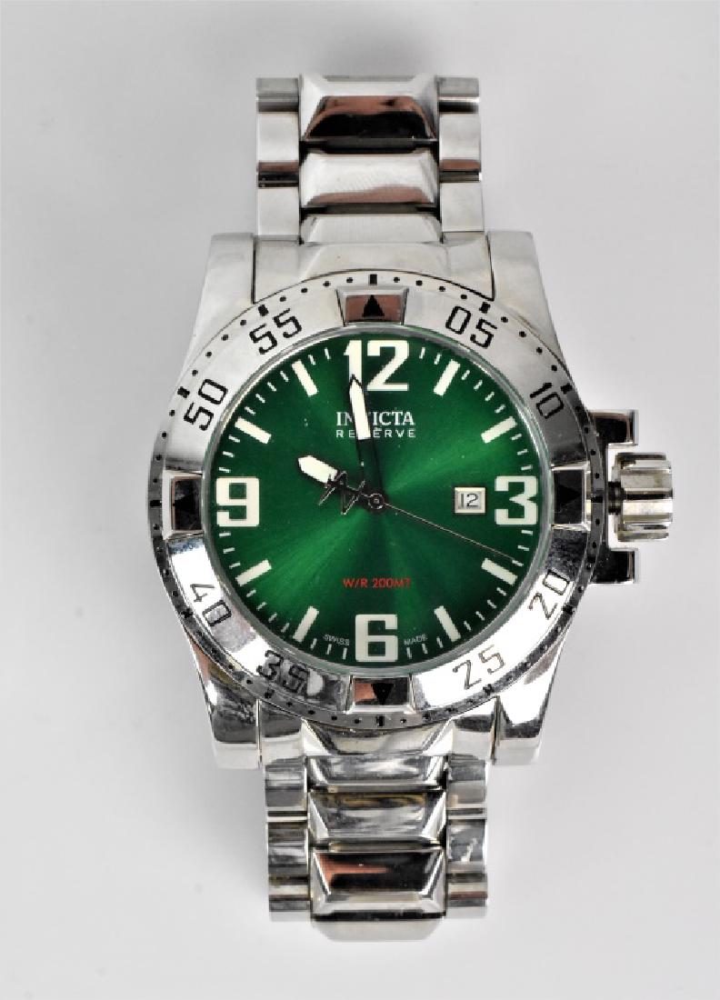 Invicta Reserve Excursion Men's Watch: Invicta Reserve Excursion Men's Watch model #11498 swiss components with a stainless steel band 54mm case size 200m water resistance. Provenance: private collection, some "new old stock", as found in