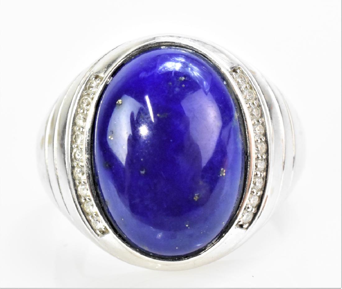 14K Gold, Lapis Cabochon and Diamond Ring (1 of 4)