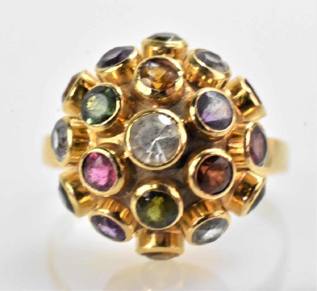 18K Sputnik Style Multi-Gem Ring (1 of 4)