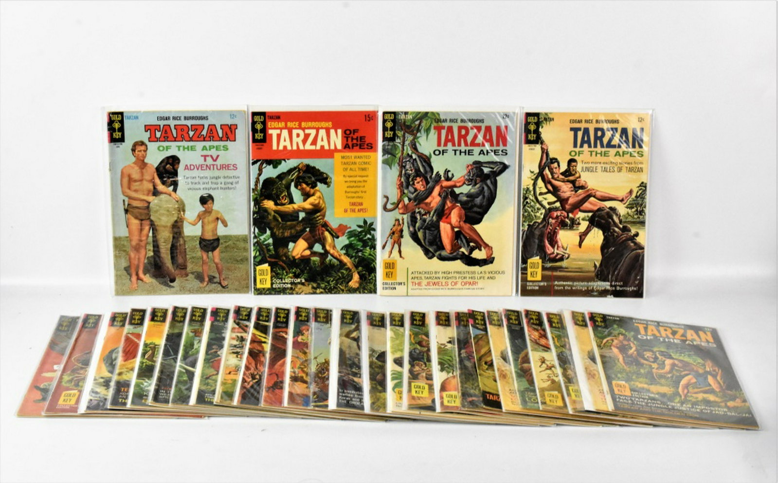 Gold Key, Tarzan, or Related Silver Age Comics: Includes; (30) Photo Cover & The Origin of Tarzan #155, Leopard Girl Appearance, 1st Gold Key issue #132, Bondage Cover, Tufts Art