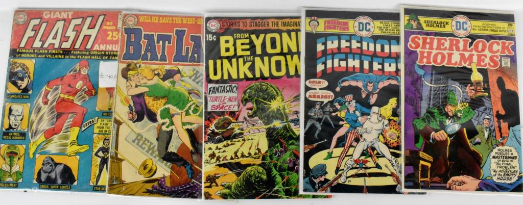 DC #1 Issues Silver & Bronze Age Comics: Includes: (10) Good+ to Near Mint Condition - Silver & Bronze Age - Flash Animal #1, 1963 - origins of Grood, Kid Flash & Elongated Man retold - Man-Bat, Sherlock Holmes, Ghost Castle, and more