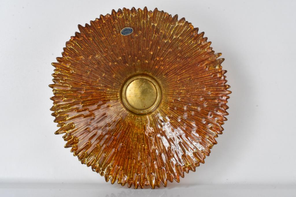 Franco Art glass Center bowl Italy: Measures approx. 13.75" diameter Provenance: From the living estate of a retired Catholic priest