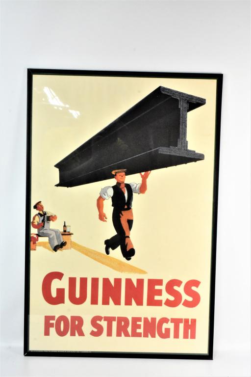 John Gilroy Guinness for Strength Advertisement: A Guiness Beer Travel Poster measuring approx. 19"l by 25"h, not including frame. Printed in the late 70s as part of a collection of artwork by John Gilroy.