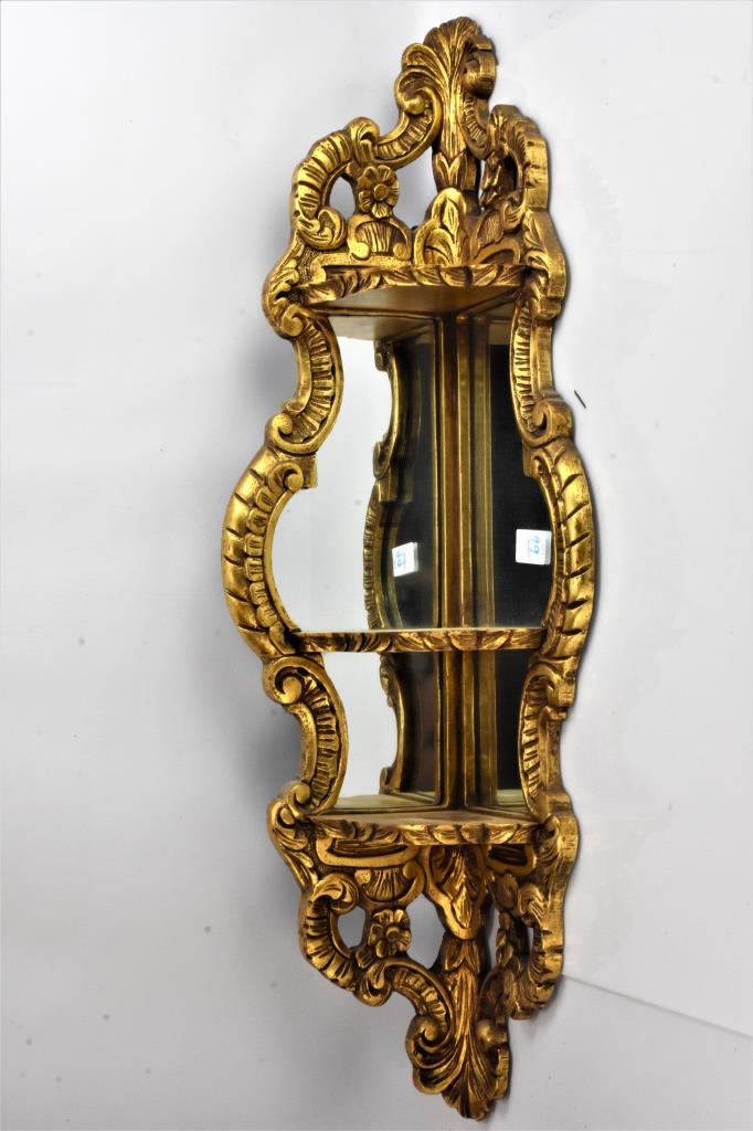 Gilt Wood What-not shelf: Measures 38" long by 9" deep