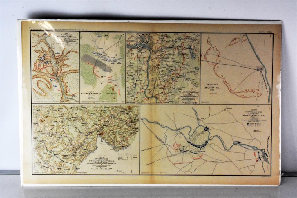 Civil War Military Map Antique Lithograph Grouping: Grouping includes (4) Civil War military map Antique lithographs by Julius Bien & Co published in the Atlas to Accompany the Official Records of the Union and Confederate Armies. Including Plate #133 