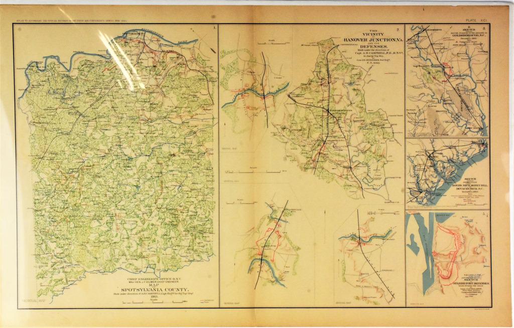 Civil War Miltary Map Antique Lithograph Grouping: Grouping includes (4) Civil War military map Antique lithographs by Julius Bien & Co published in the Atlas to Accompany the Official Records of the Union and Confederate Armies. Includes Map Plate #8