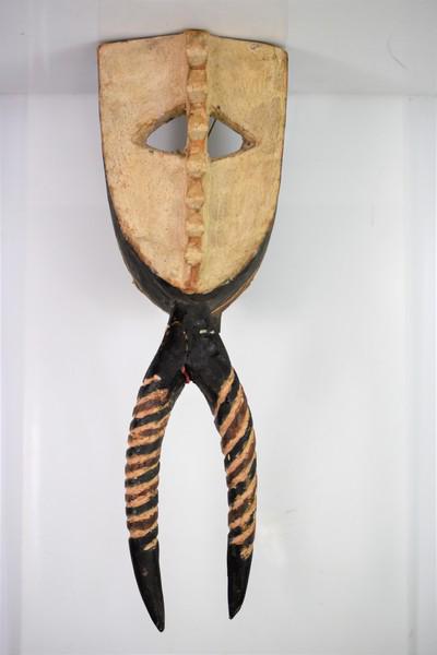 Bobo, Molo Mask, Burkina Faso: Includes an African Bobo Molo Mask, Brukino Faso; made of carved wood and paint decorated in white, red, and black pigments. Has an older cloth tag inside which may have been a catalog number. Tag rea