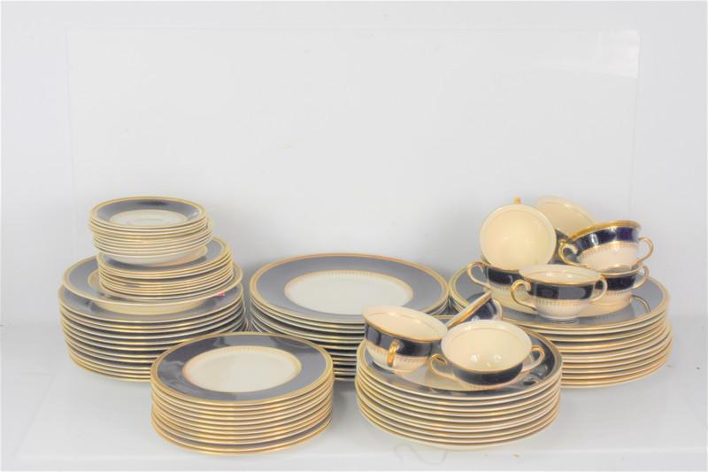 English Chanedale Ambassador ware Dinner Service: Includes: Chanedale Ambassador ware Porcelain partial service for Ten with extras including: (12) dinner plates measuring: 10", (12) Salad Plates 9", (11) Bowls 9", (11) plates 8", (5) Plates 6", (9) 