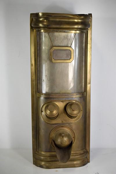 Antique Tin Countertop Coffee Dispenser: Measures approx. 31.5"h by 12.5"w by 13"d