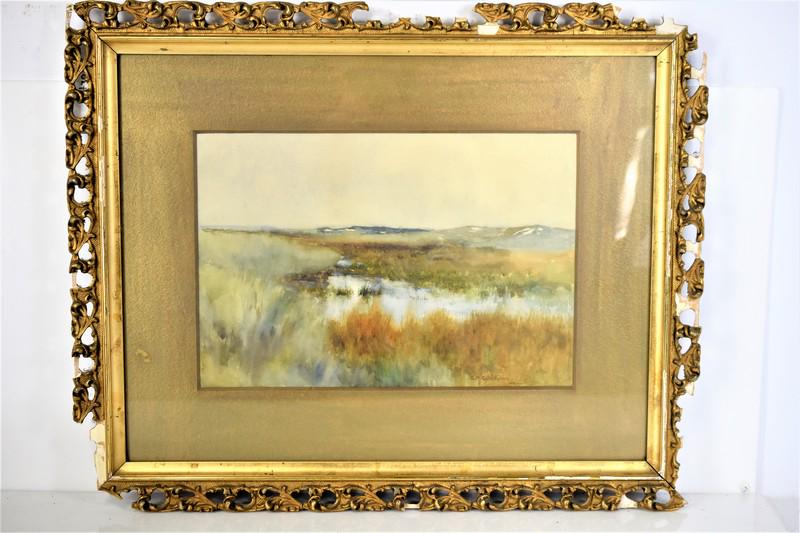 William J. Whittemore Watercolor Cape Ann, MA: Includes a framed watercolor of Cape Ann, SLR, William J Whittemore (1860), viewable area measuring approx. 14"l by 9"h